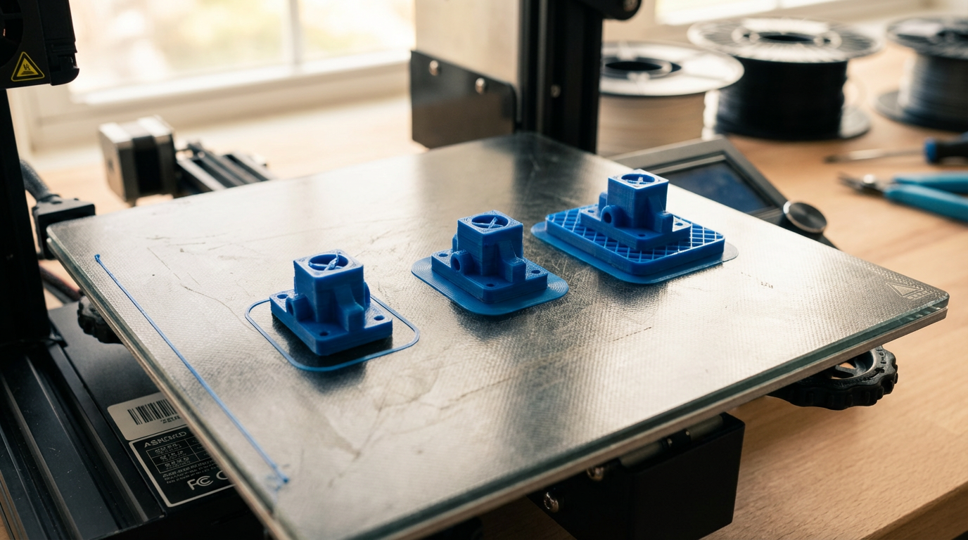 Brim vs Raft vs Saia: Qual base de aderência escolher para cada tipo de peça?